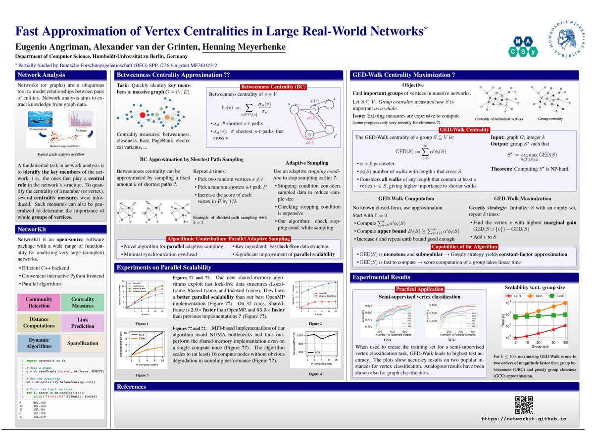 Carousel image 1: Showing details from poster Fast Approximation of Vertex Centralities in Large Real-World Networks
