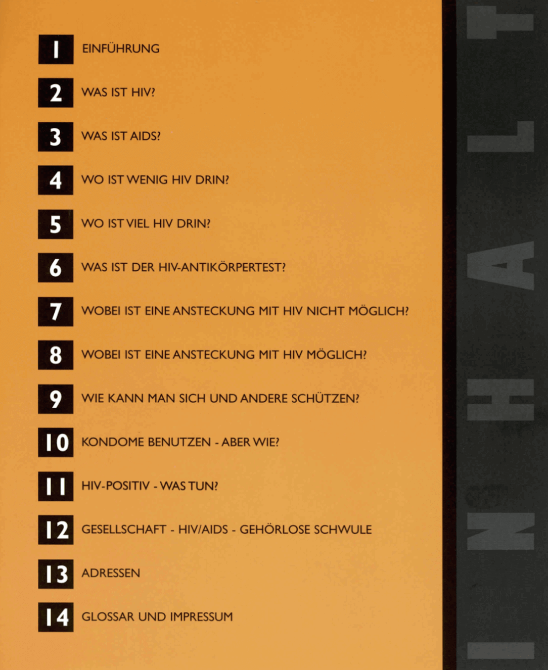 Inhaltsverzeichnis der Broschüre