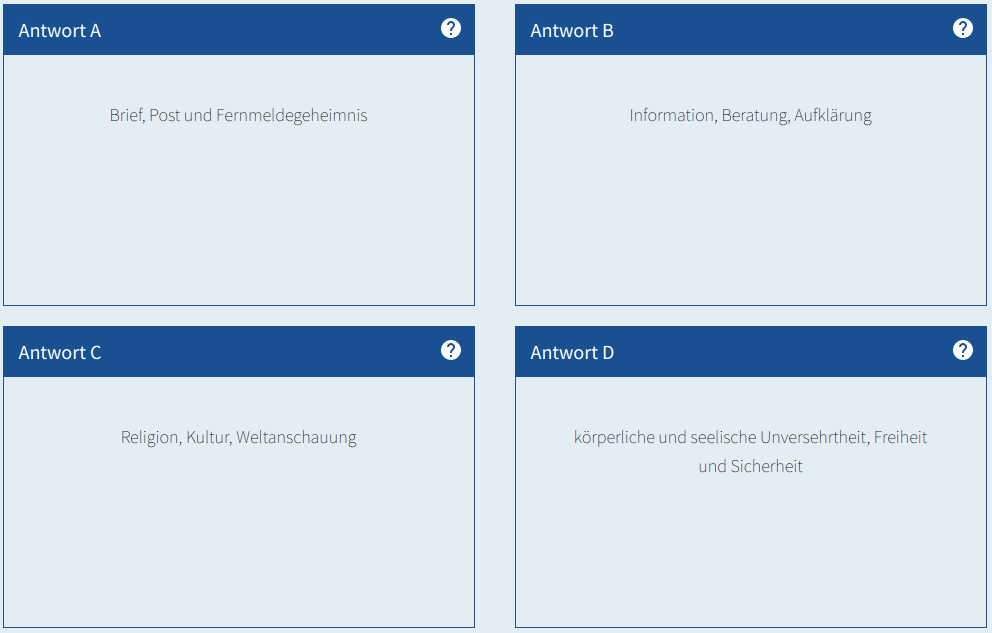 Beispiel Frage lesen im Quiz