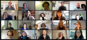 a screenshot of a zoom meeting with 20 lab members and guests